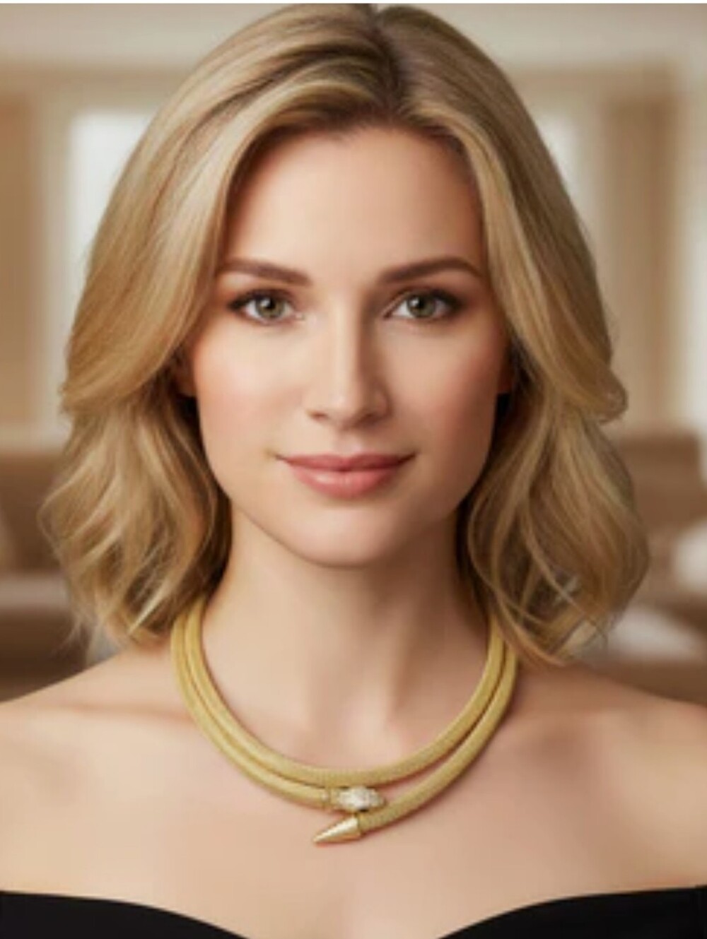 Wrap-around Textured Snake Choker Necklace Gold - Picture 5 of 7
